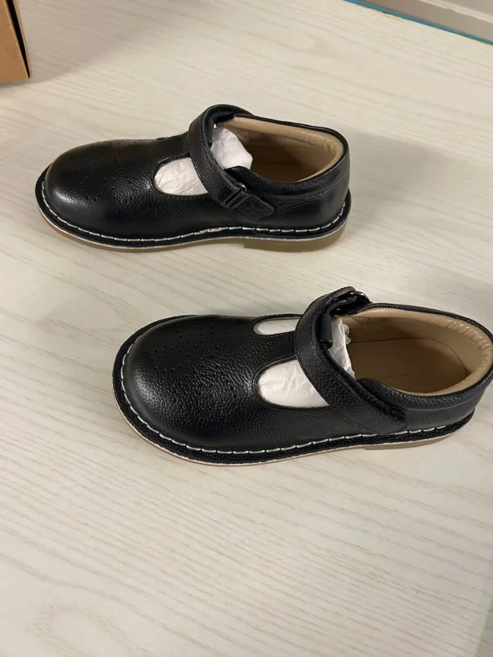 Boden Black Mini Leather T-bar Flats Size 26 (EU) and Size 9.5 (US)